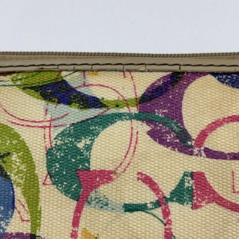 Coach Wristlet‎ Women Small Multicolor Poppy Graffiti Signature C Double Zip Y2K